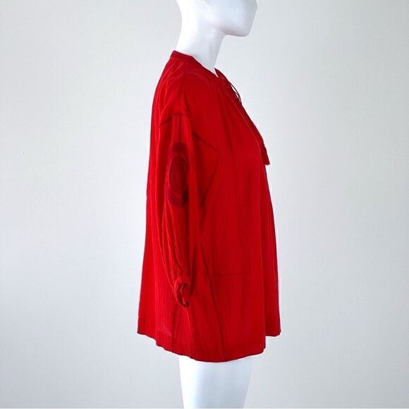 Madewell Openview Embroidered Blouse Tassels Peasant Boho Red Sz XS - Picture 4 of 9